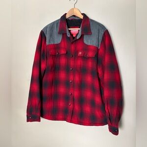 COLEMAN Sherpa lined plaid red black shacket work shirt jacket flannel sz XL EUC